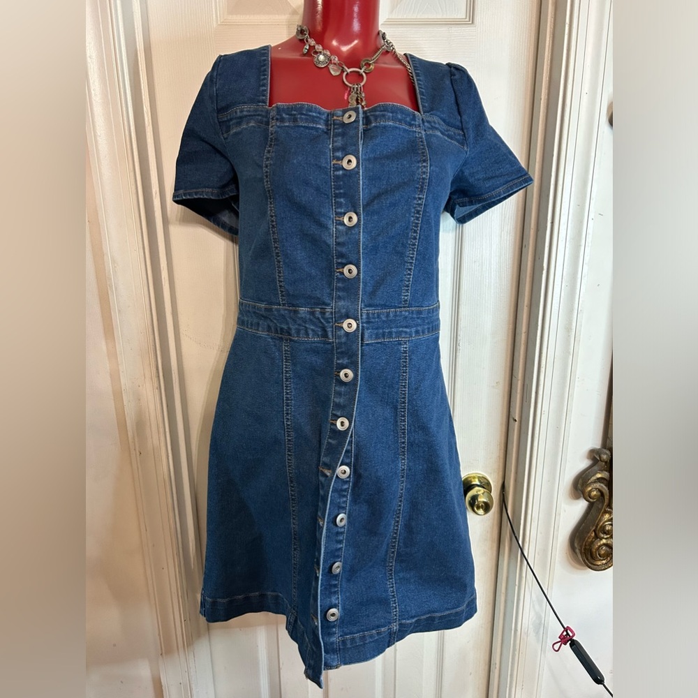 NWT RE Generation by Celebrity Pink Denim MINI Dress -JUNIORS -Size XL -S/S -